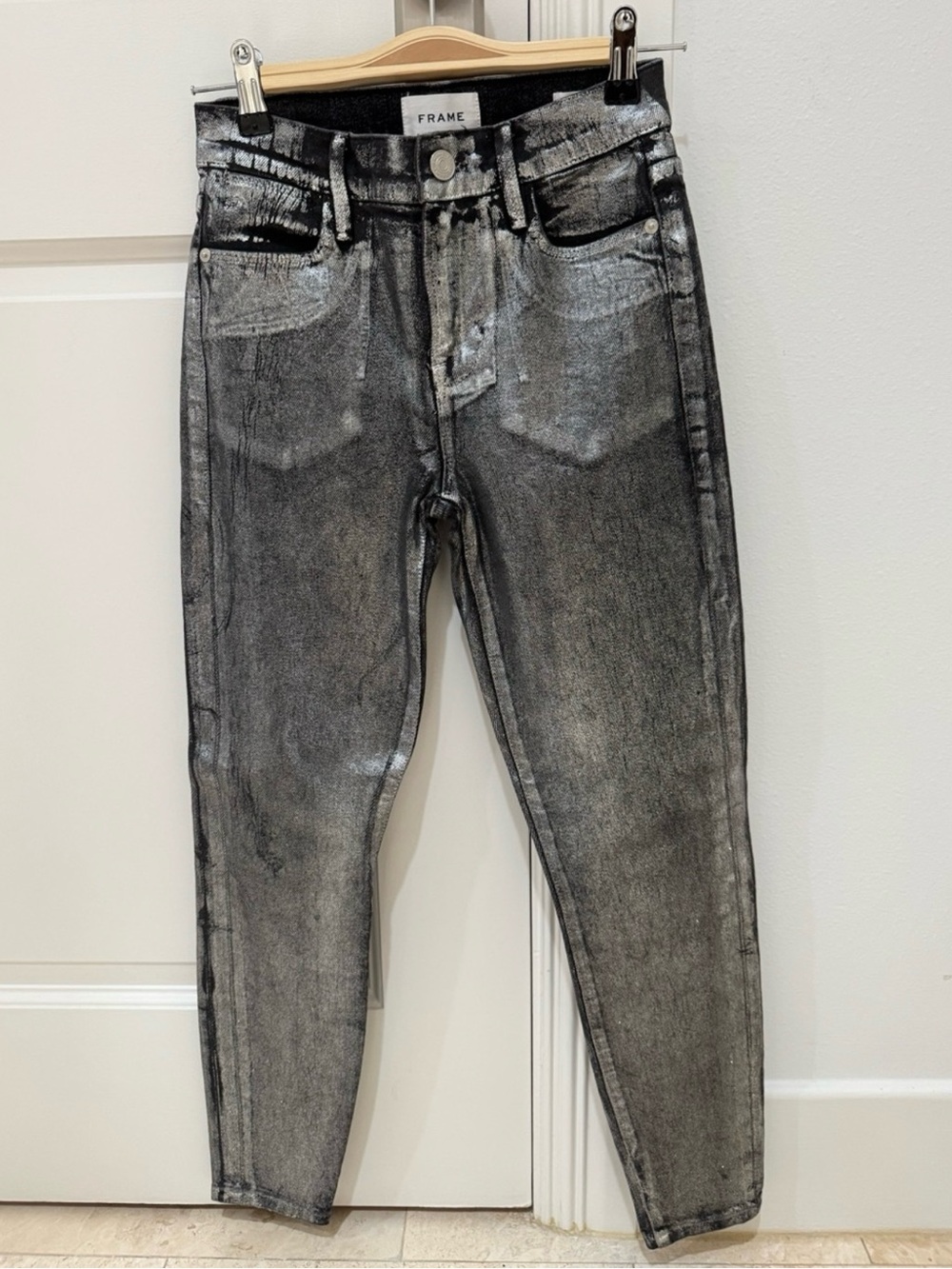 Frame Metallic Silver Jeans